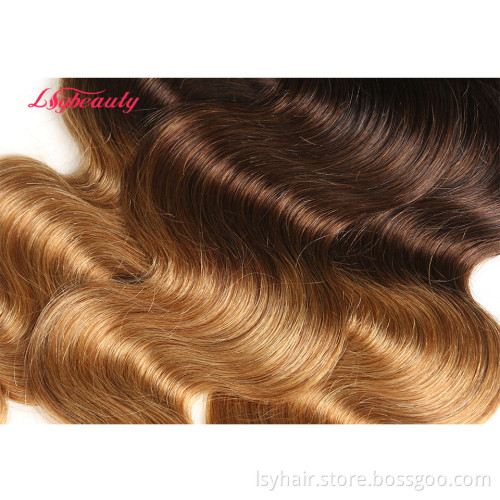 Colored Hair Weaves with Frontal Cheap Low Price Three Tone Ombre Human Hair Weave 3 Bundles Brazilian Hair Ombre 1B 4 27 >=20%